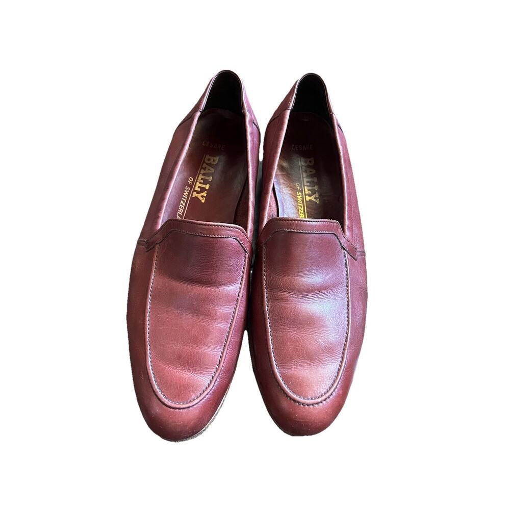 Bally Of Switzerland Cesare Men’s Shoes Leather Loafers Dark Red Burgundy 8M